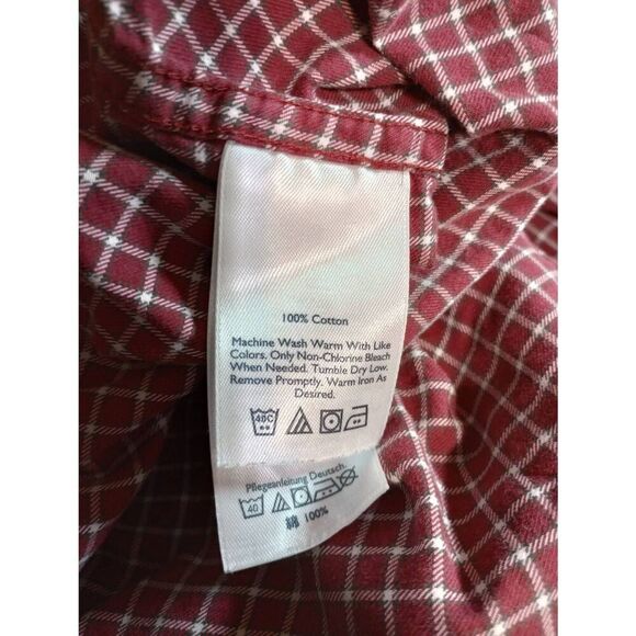 Eddie Bauer Shirt Men's Extra Large Tall Red White Button Front Long Sleeve - Picture 7 of 9